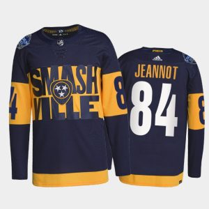 Stunning Adidas Predators #84 Tanner Jeannot Men's 2022 Stadium Series Authentic NHL Jersey   Navy for die   hard Blackhawks fans