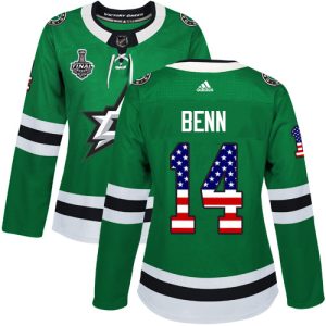 Stunning Adidas Stars #14 Jamie Benn Green Home Authentic USA Flag Women's 2020 Stanley Cup Final Stitched NHL Jersey to stand out at the stadium