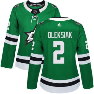 Stunning Adidas Stars #2 Jamie Oleksiak Green Home Authentic Women's Stitched NHL Jersey for die   hard Blackhawks fans