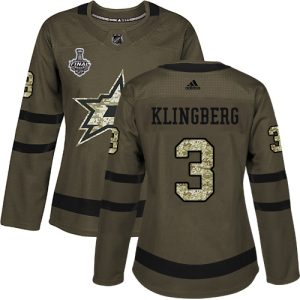 Stunning Adidas Stars #3 John Klingberg Green Salute to Service Women's 2020 Stanley Cup Final Stitched NHL Jersey to add to your hockey memorabilia collection