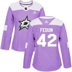 Stunning Adidas Stars #42 Taylor Fedun Purple Authentic Fights Cancer Women's Stitched NHL Jersey for top   notch game   day wear