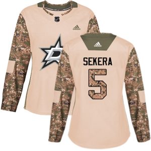 Stunning Adidas Stars #5 Andrej Sekera Camo Authentic 2017 Veterans Day Women's Stitched NHL Jersey for top   notch game   day wear