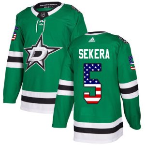 Stunning Adidas Stars #5 Andrej Sekera Green Home Authentic USA Flag Youth Stitched NHL Jersey for die   hard Blackhawks fans
