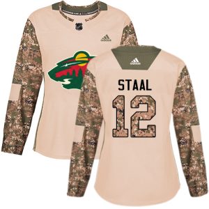 Stunning Adidas Wild #12 Eric Staal Camo Authentic 2017 Veterans Day Women's Stitched NHL Jersey to show your team love