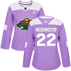 Stunning Adidas Wild #22 Nino Niederreiter Purple Authentic Fights Cancer Women's Stitched NHL Jersey for true hockey enthusiasts