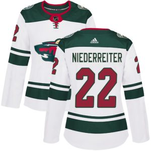 Stunning Adidas Wild #22 Nino Niederreiter White Road Authentic Women's Stitched NHL Jersey for die   hard Blackhawks fans