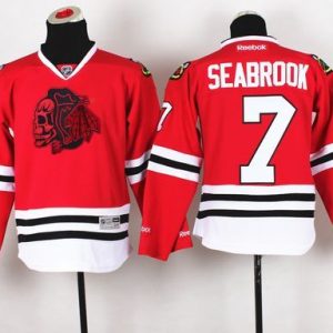 Stunning Blackhawks #7 Brent Seabrook Red(Red Skull) Stitched Youth NHL Jersey to stand out at the stadium