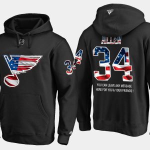 Stunning Blues #34 Jake Allen NHL Banner Wave Usa Flag Black Hoodie to add to your hockey memorabilia collection
