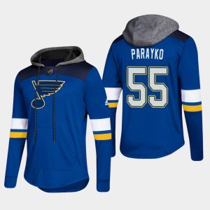Stunning Blues #55 Colton Parayko Blue 2018 Pullover Platinum Hoodie to support your favorite players