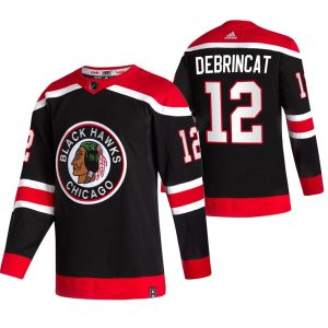 Stunning Chicago Blackhawks #12 Alex DeBrincat Black Men's Adidas 2020 21 Reverse Retro Alternate NHL Jersey for true hockey enthusiasts