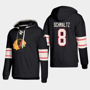 Stunning Chicago Blackhawks #8 Nick Schmaltz Black adidas Lace Up Pullover Hoodie for true hockey enthusiasts