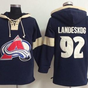Stunning Colorado Avalanche #92 Gabriel Landeskog Blue Pullover NHL Hoodie for top   notch game   day wear