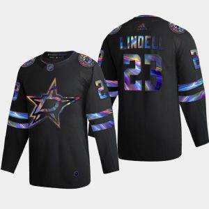 Stunning Dallas Stars #23 Esa Lindell Men's Nike Iridescent Holographic Collection NHL Jersey   Black for top   notch game   day wear