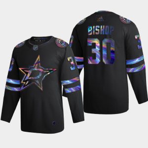 Stunning Dallas Stars #30 Ben Bishop Men's Nike Iridescent Holographic Collection NHL Jersey   Black to stand out at the stadium