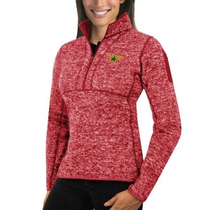Stunning Dallas Stars Antigua Women's Fortune 1/2 Zip Pullover Sweater Red to support your favorite players