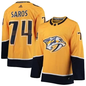 Stunning Juuse Saros Nashville Predators adidas Home Authentic Player Jersey   Gold for die   hard Blackhawks fans