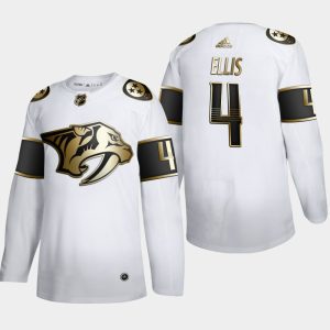 Stunning Nashville Predators #4 Ryan Ellis Men's Adidas White Golden Edition Limited Stitched NHL Jersey to show your team love
