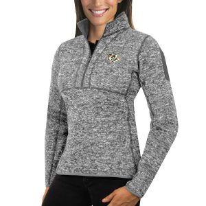 Stunning Nashville Predators Antigua Women's Fortune 1/2 Zip Pullover Sweater Black for an exciting hockey game