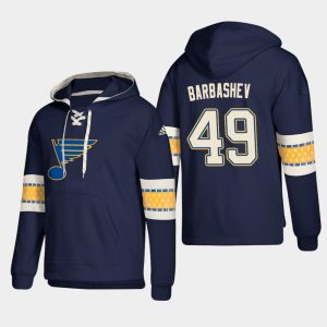 Stunning St. Louis Blues #49 Ivan Barbashev Blue adidas Lace Up Pullover Hoodie for a valuable hockey collectible