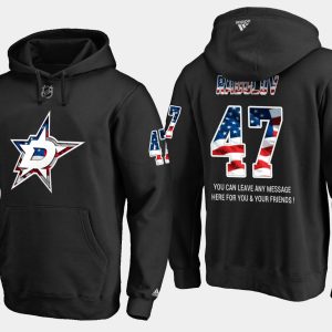 Stunning Stars #47 Alexander Radulov NHL Banner Wave Usa Flag Black Hoodie for die   hard Blackhawks fans