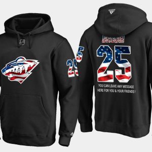 Stunning Wild #25 Jonas Brodin NHL Banner Wave Usa Flag Black Hoodie for die   hard Blackhawks fans