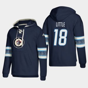 Stunning Winnipeg Jets #18 Bryan Little Blue adidas Lace Up Pullover Hoodie for a valuable hockey collectible