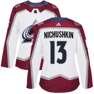 Superb Adidas Avalanche #13 Valeri Nichushkin White Women's Road Authentic Stitched NHL Jersey for top   notch game   day wear