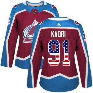 Superb Adidas Avalanche #91 Nazem Kadri Burgundy Women's Home Authentic USA Flag Stitched NHL Jersey for top   notch game   day wear