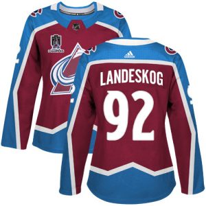 Superb Adidas Avalanche #92 Gabriel Landeskog Burgundy Women's 2022 Stanley Cup Champions Burgundy Home Authentic Stitched NHL Jersey for an exciting hockey game