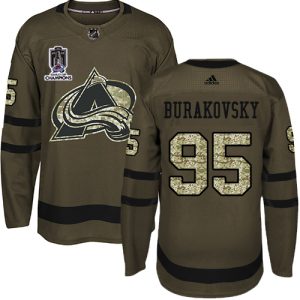 Superb Adidas Avalanche #95 Andre Burakovsky Green Youth 2022 Stanley Cup Champions Salute To Service Stitched NHL Jersey for an exciting hockey game