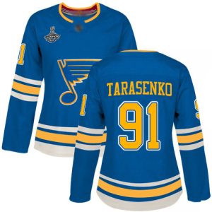 Superb Adidas Blues #91 Vladimir Tarasenko Blue Alternate Authentic Stanley Cup Champions Women's Stitched NHL Jersey to show your team love