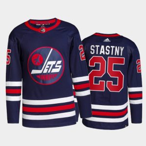 Superb Adidas Jets #25 Paul Stastny Men's 2021 22 Alternate Authentic NHL Jersey   Navy for a valuable hockey collectible