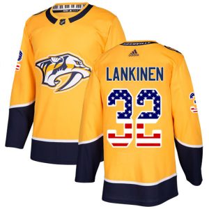 Superb Adidas Predators #32 Kevin Lankinen Yellow Home Authentic USA Flag Stitched Youth NHL Jersey to stand out at the stadium