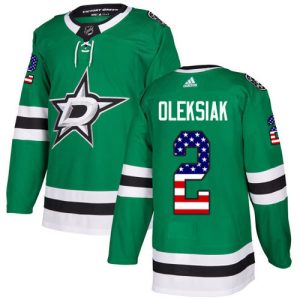 Superb Adidas Stars #2 Jamie Oleksiak Green Home Authentic USA Flag Youth Stitched NHL Jersey for an exciting hockey game