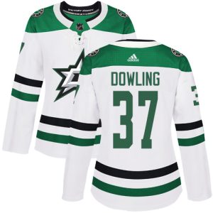 Superb Adidas Stars #37 Justin Dowling White Road Authentic Women's Stitched NHL Jersey for an exciting hockey game