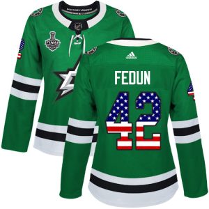 Superb Adidas Stars #42 Taylor Fedun Green Home Authentic USA Flag Women's 2020 Stanley Cup Final Stitched NHL Jersey to add to your hockey memorabilia collection