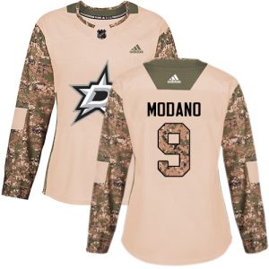 Superb Adidas Stars #9 Mike Modano Camo Authentic 2017 Veterans Day Women's Stitched NHL Jersey for an exciting hockey game