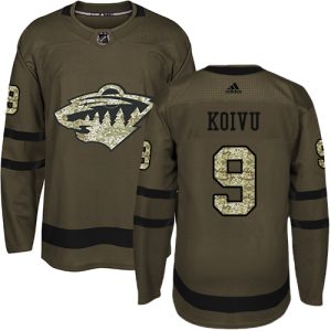 Superb Adidas Wild #9 Mikko Koivu Green Salute to Service Stitched Youth NHL Jersey for die   hard Blackhawks fans