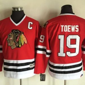 Superb Blackhawks #19 Jonathan Toews Red CCM Throwback Stitched Youth NHL Jersey for a valuable hockey collectible