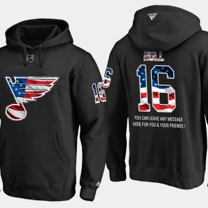 Superb Blues #16 Brett Hull NHL Banner Wave Usa Flag Black Hoodie for true hockey enthusiasts