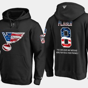 Superb Blues #8 Barclay Plager NHL Banner Wave Usa Flag Black Hoodie for top   notch game   day wear