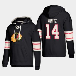 Superb Chicago Blackhawks #14 Chris Kunitz Black adidas Lace Up Pullover Hoodie for top   notch game   day wear