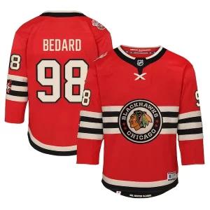 Superb Connor Bedard Chicago Blackhawks Youth 2025 NHL Winter Classic Premier Player Jersey   Red for die   hard Blackhawks fans
