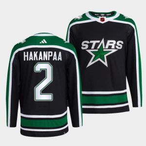 Superb Dallas Stars #2 Jani Hakanpaa Men's adidas Reverse Retro 2.0 Authentic Player Jersey   Black to add to your hockey memorabilia collection