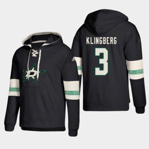 Superb Dallas Stars #3 John Klingberg Black adidas Lace Up Pullover Hoodie for a valuable hockey collectible