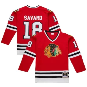 Superb Denis Savard Chicago Blackhawks 1980 81 Power Play Jersey   Scarlet for die   hard Blackhawks fans