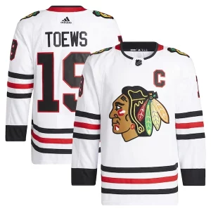 Superb Jonathan Toews Chicago Blackhawks adidas Away Primegreen Authentic Pro Player Jersey   White/Red for die   hard Blackhawks fans