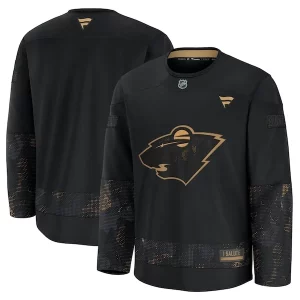 Superb Minnesota Wild 2024 Military Appreciation Practice Jersey   Black for true hockey enthusiasts