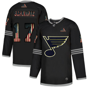 Superb St. Louis Blues #17 Jaden Schwartz Adidas Men's Black USA Flag Limited NHL Jersey to stand out at the stadium