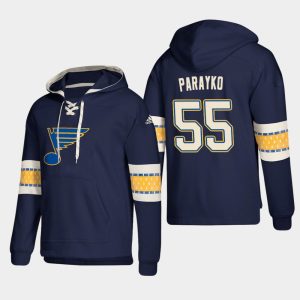 Superb St. Louis Blues #55 Colton Parayko Blue adidas Lace Up Pullover Hoodie for an exciting hockey game